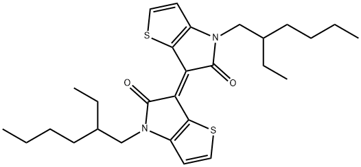 5H-Thieno[3,2-b]pyrrol-5-one, 4-(2-ethylhexyl)-6-[4-(2-ethylhexyl)-4,5-dihydro-5-oxo-6H-thieno[3,2-b]pyrrol-6-ylidene]-4,6-dihydro-, (6E)- Structure