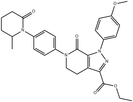 1H-Pyrazolo[3,4-c]pyridine-3-carboxylic acid, 4,5,6,7-tetrahydro-1-(4-methoxyphenyl)-6-[4-(2-methyl-6-oxo-1-piperidinyl)phenyl]-7-oxo-, ethyl ester Structure