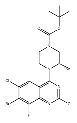 1-Piperazinecarboxylic acid, 4-(7-bromo-2,6-dichloro-8-fluoro-4-quinazolinyl)-3-methyl-, 1,1-dimethylethyl ester, (3S)- Structure