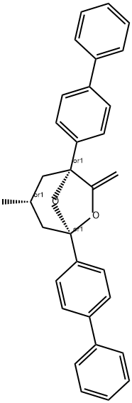 1,5-Bis([1,1'-biphenyl]-4-yl)-3-methyl-7-methylene-6,8-dioxabicyclo[3.2.1]octane Structure