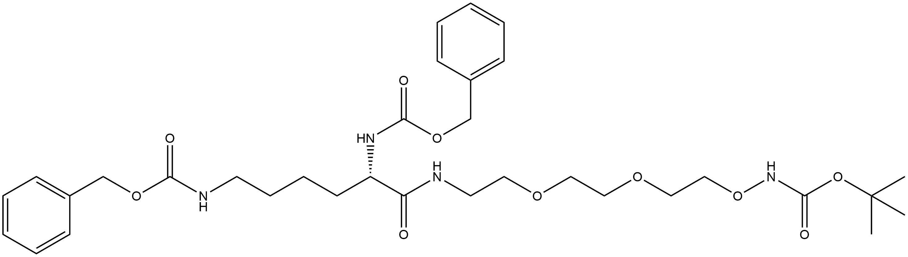 3,6,9-Trioxa-2,12,19-triazaeicosanedioic acid, 13-oxo-14-[[(phenylmethoxy)carbonyl]amino]-, 1-(1,1-dimethylethyl) 20-(phenylmethyl) ester, (14S)- Structure