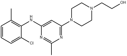 1-Piperazineethanol, 4-[6-[(2-chloro-6-methylphenyl)amino]-2-methyl-4-pyrimidinyl]- Structure