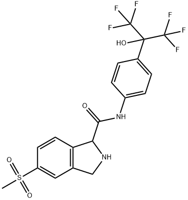 N-(4-(1,1,1,3,3,3-hexafluoro-2-hydroxypropan-2-yl)phenyl)-5-(methylsulfonyl)isoindoline-1-carboxamide Structure