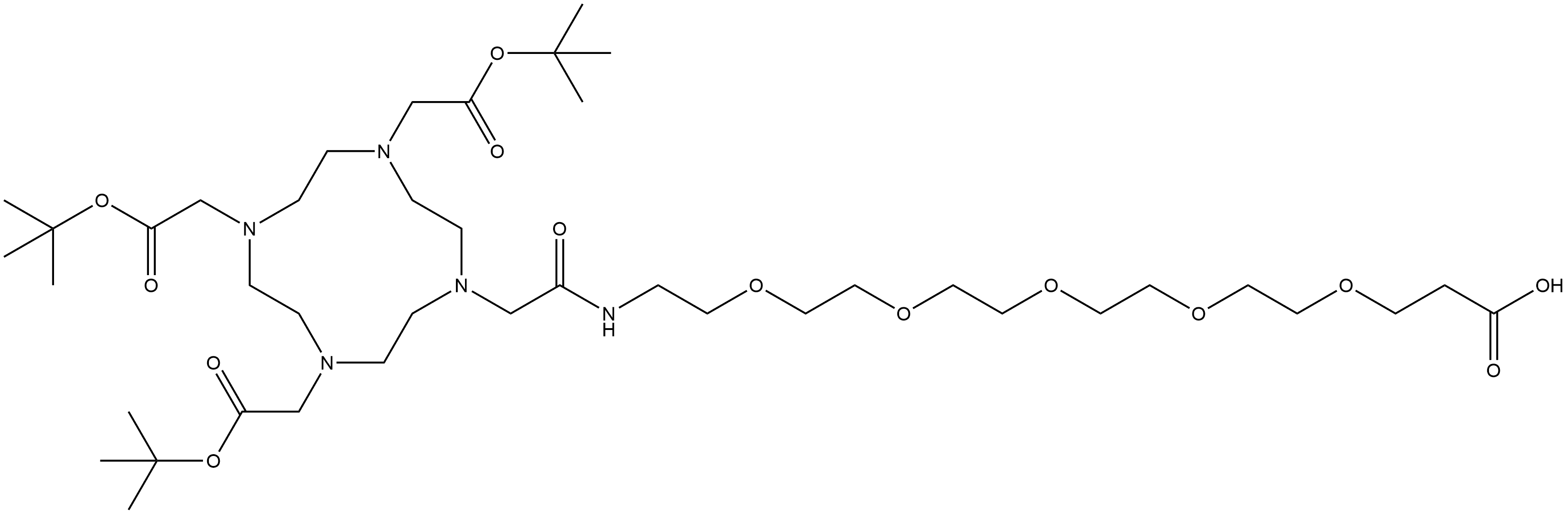 2-oxo-1-(4,7,10-tris(2-(tert-butoxy)-2-oxoethyl)-1,4,7,10-tetraazacyclododecan-1-yl)-6,9,12,15,18-pentaoxa-3-azahenicosan-21-oic acid Structure