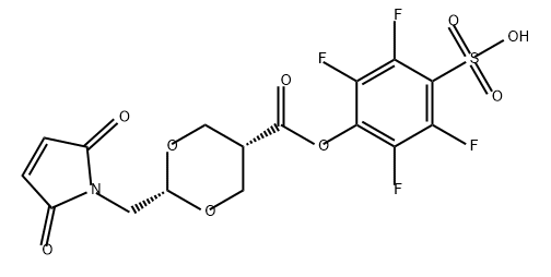 1,3-Dioxane-5-carboxylic acid, 2-[(2,5-dihydro-2,5-dioxo-1H-pyrrol-1-yl)methyl]-, 2,3,5,6-tetrafluoro-4-sulfophenyl ester, cis- Structure