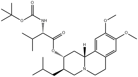 L-Valine, N-[(1,1-dimethylethoxy)carbonyl]-, (2R,3R,11bR)-1,3,4,6,7,11b-hexahydro-9,10-dimethoxy-3-(2-methylpropyl)-2H-benzo[a]quinolizin-2-yl ester Structure