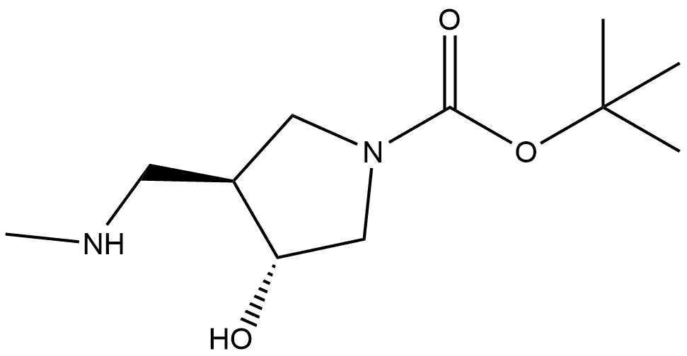 tert-butyl trans-3-hydroxy-4-(methylaminomethyl)pyrrolidine-1-carboxylate Structure