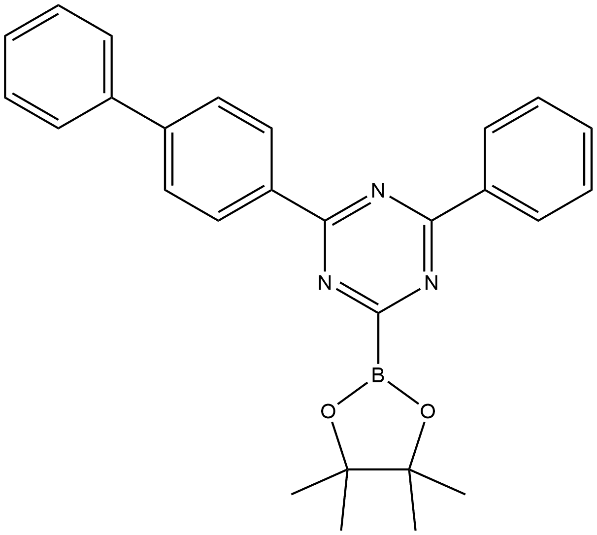 2-[1,1′-Biphenyl]-4-yl-4-phenyl-6-(4,4,5,5-tetramethyl-1,3,2-dioxaborolan-2-yl)-1,3,5-triazine Structure
