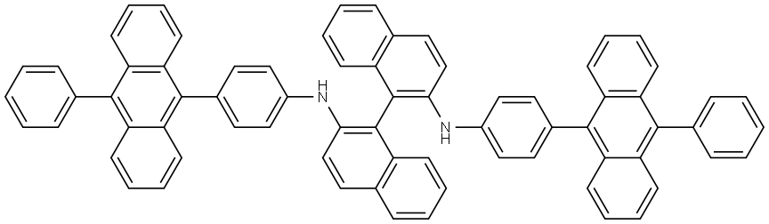 [1,1'-Binaphthalene]-2,2'-diamine, N2,N2'-bis[4-(10-phenyl-9-anthracenyl)phenyl]-, (1R)- Structure