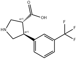 3-Pyrrolidinecarboxylic acid, 4-[3-(trifluoromethyl)phenyl]-, (3R,4S)-rel- Structure