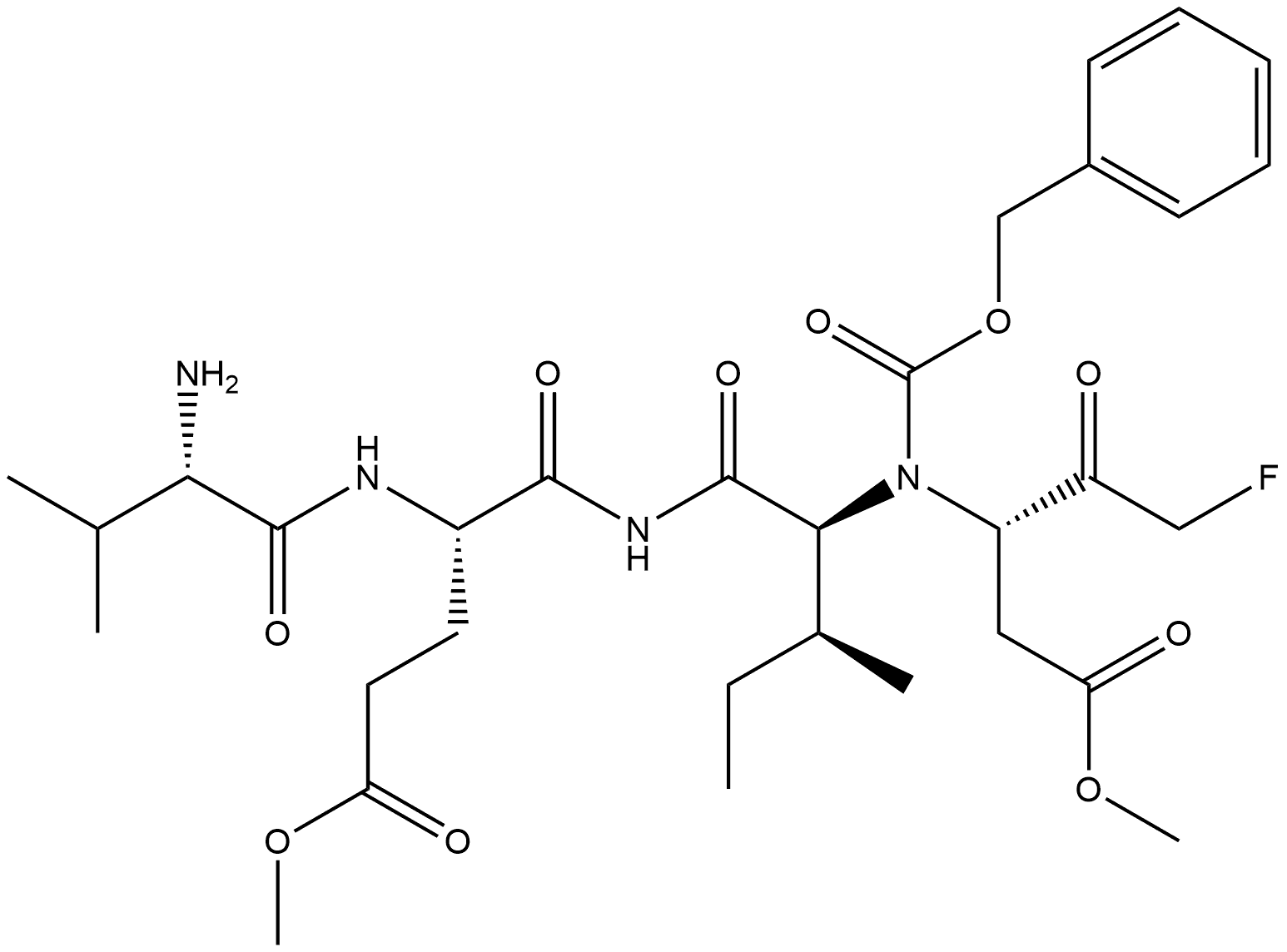 L-Isoleucinamide, N-[(phenylmethoxy)carbonyl]-L-valyl-L-α-glutamyl-N-[(1S)-3-fluoro-1-(2-methoxy-2-oxoethyl)-2-oxopropyl]-, methyl ester Structure