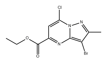 Pyrazolo[1,5-a]pyrimidine-5-carboxylic acid, 3-bromo-7-chloro-2-methyl-, ethyl ester Structure