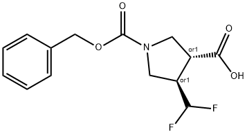 rac-(3R,4R)-1-[(benzyloxy)carbonyl]-4-(difluorome thyl)pyrrolidine-3-carboxylic acid Structure