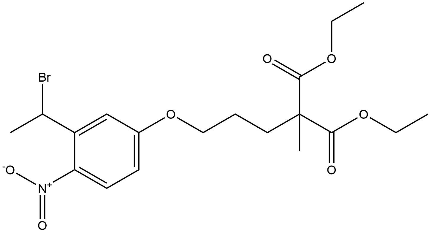 diethyl 2-(3-(3-(1-bromoethyl)-4-nitrophenoxy)propyl)-2-methylmalonate Structure