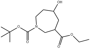 1H-Azepine-1,3-dicarboxylic acid, hexahydro-5-hydroxy-, 1-(1,1-dimethylethyl) 3-ethyl ester Structure
