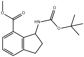 1H-Indene-4-carboxylic acid, 3-[[(1,1-dimethylethoxy)carbonyl]amino]-2,3-dihydro-, methyl ester 구조식 이미지