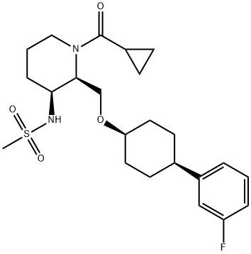 Methanesulfonamide, N-[(2R,3S)-1-(cyclopropylcarbonyl)-2-[[[cis-4-(3-fluorophenyl)cyclohexyl]oxy]methyl]-3-piperidinyl]- 구조식 이미지