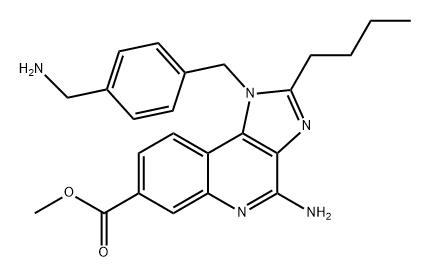 1H-Imidazo[4,5-c]quinoline-7-carboxylic acid, 4-amino-1-[[4-(aminomethyl)phenyl]methyl]-2-butyl-, methyl ester Structure