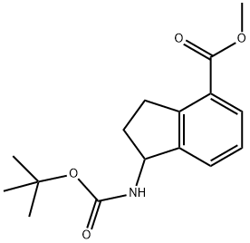 1H-Indene-4-carboxylic acid, 1-[[(1,1-dimethylethoxy)carbonyl]amino]-2,3-dihydro-, methyl ester Structure