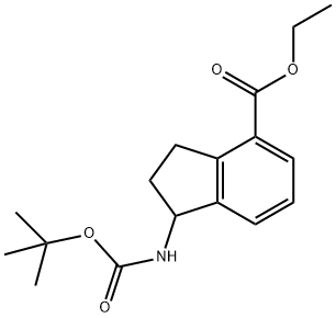 1H-Indene-4-carboxylic acid, 1-[[(1,1-dimethylethoxy)carbonyl]amino]-2,3-dihydro-, ethyl ester Structure