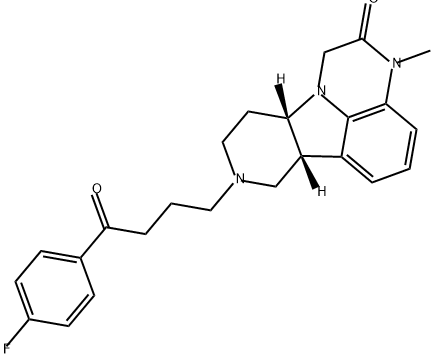 1H-Pyrido[3',4':4,5]pyrrolo[1,2,3-de]quinoxalin-2(3H)-one, 8-[4-(4-fluorophenyl)-4-oxobutyl]-6b,7,8,9,10,10a-hexahydro-3-methyl-, (6bR,10aS)- Structure