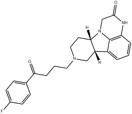 1H-Pyrido[3',4':4,5]pyrrolo[1,2,3-de]quinoxalin-2(3H)-one, 8-[4-(4-fluorophenyl)-4-oxobutyl]-6b,7,8,9,10,10a-hexahydro-, (6bR,10aS)- 구조식 이미지