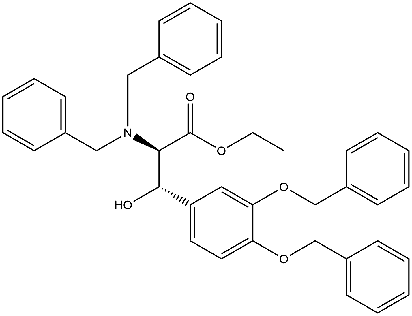 D-Tyrosine, β-hydroxy-3-(phenylmethoxy)-N,N,O-tris(phenylmethyl)-, ethyl ester, (βS)-rel- Structure