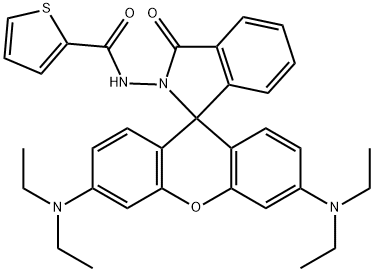 N-(3',6'-bis(diethylamino)-3-oxospiro[isoindoline-1,9'-xanthen]-2-yl)thiophene-2-carboxamide 구조식 이미지