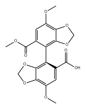 [4,4'-Bi-1,3-benzodioxole]-5,5'-dicarboxylic acid, 7,7'-dimethoxy-, monomethyl ester, (4S)- (9CI) Structure