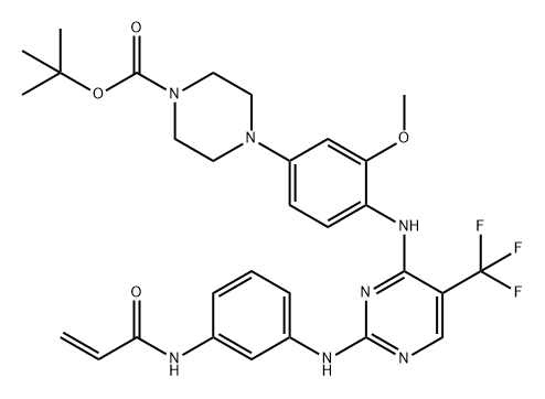 1-Piperazinecarboxylic acid, 4-[3-methoxy-4-[[2-[[3-[(1-oxo-2-propen-1-yl)amino]phenyl]amino]-5-(trifluoromethyl)-4-pyrimidinyl]amino]phenyl]-, 1,1-dimethylethyl ester Structure