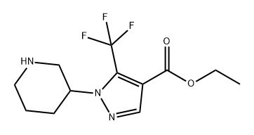 1H-Pyrazole-4-carboxylic acid, 1-(3-piperidinyl)-5-(trifluoromethyl)-, ethyl ester 구조식 이미지