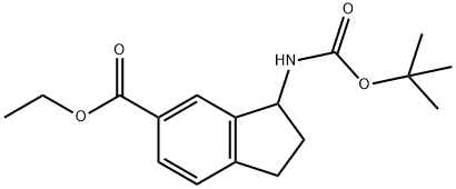 1H-Indene-5-carboxylic acid, 3-[[(1,1-dimethylethoxy)carbonyl]amino]-2,3-dihydro-, ethyl ester Structure