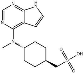 trans-4-(Methyl-7H-pyrrolo[2,3-d]pyrimidin-4-ylamino)cyclohexanemethanesulfonic acid Structure