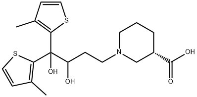 3-Piperidinecarboxylic acid, 1-[3,4-dihydroxy-4,4-bis(3-methyl-2-thienyl)butyl]-, (3S)- 구조식 이미지