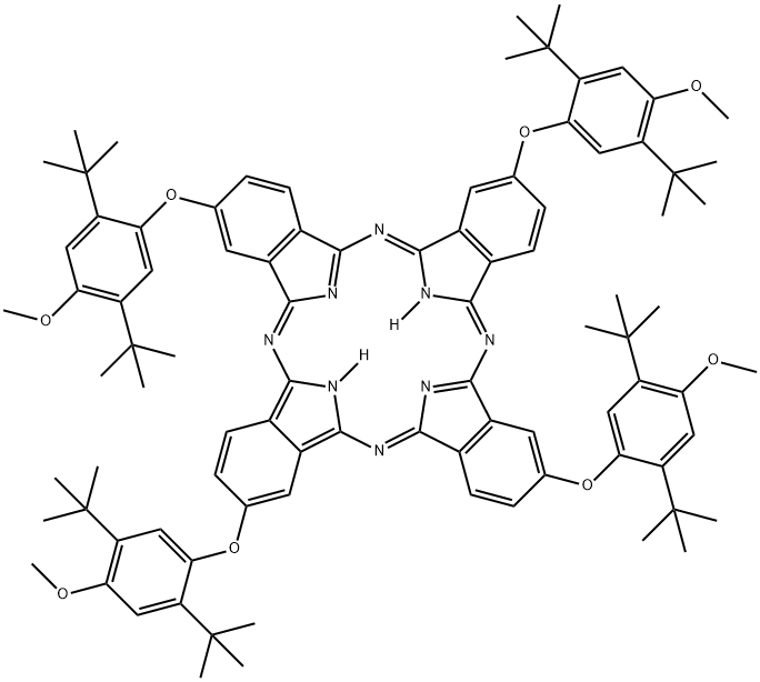 29H,31H-Phthalocyanine, 2,9,16,23-tetrakis[2,5-bis(1,1-dimethylethyl)-4-methoxyphenoxy]- Structure