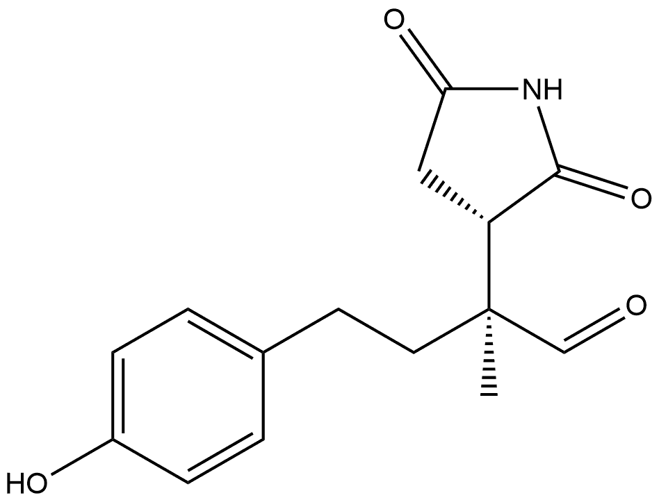 3-Pyrrolidineacetaldehyde, α-[2-(4-hydroxyphenyl)ethyl]-α-methyl-2,5-dioxo-, (αS,3S)- Structure