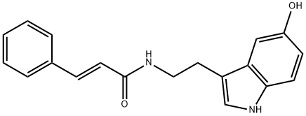 2-Propenamide, N-[2-(5-hydroxy-1H-indol-3-yl)ethyl]-3-phenyl-, (2E)- Structure