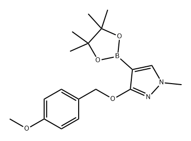 1H-Pyrazole, 3-[(4-methoxyphenyl)methoxy]-1-methyl-4-(4,4,5,5-tetramethyl-1,3,2-dioxaborolan-2-yl)- 구조식 이미지