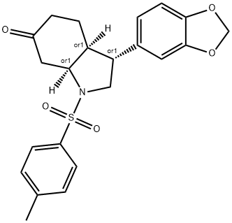 6H-Indol-6-one, 3-(1,3-benzodioxol-5-yl)octahydro-1-[(4-methylphenyl)sulfonyl]-, (3R,3aS,7aS)-rel- Structure