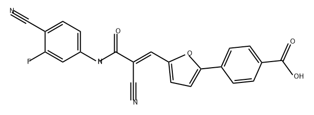 Benzoic acid, 4-[5-[(1E)-2-cyano-3-[(4-cyano-3-fluorophenyl)amino]-3-oxo-1-propen-1-yl]-2-furanyl]- Structure