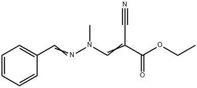 2-Propenoic acid, 2-cyano-3-[1-methyl-2-(phenylmethylene)hydrazinyl]-, ethyl ester Structure