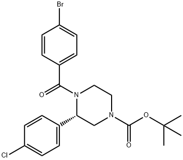 1-Piperazinecarboxylic acid, 4-(4-bromobenzoyl)-3-(4-chlorophenyl)-, 1,1-dimethylethyl ester, (3S)- Structure