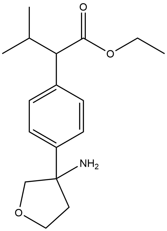 ethyl 2-(4-(3-aminotetrahydrofuran-3-yl)phenyl)-3-methylbutanoate Structure