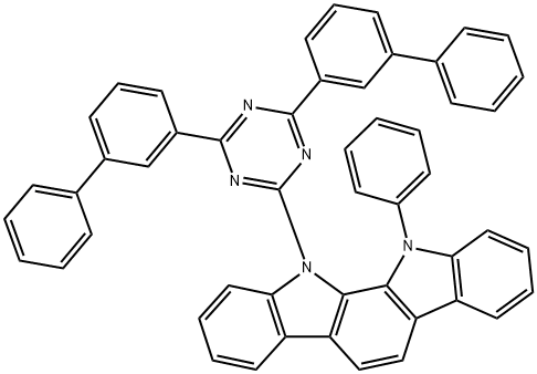 Indolo[2,3-a]carbazole, 11-[4,6-bis([1,1'-biphenyl]-3-yl)-1,3,5-triazin-2-yl]-11,12-dihydro-12-phenyl- Structure