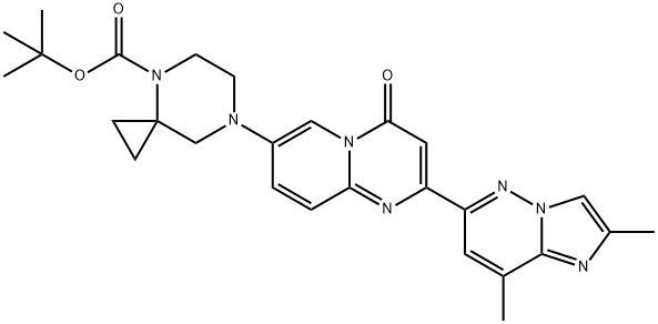 4,7-Diazaspiro[2.5]octane-4-carboxylic acid, 7-[2-(2,8-dimethylimidazo[1,2-b]pyridazin-6-yl)-4-oxo-4H-pyrido[1,2-a]pyrimidin-7-yl]-, 1,1-dimethylethyl ester Structure