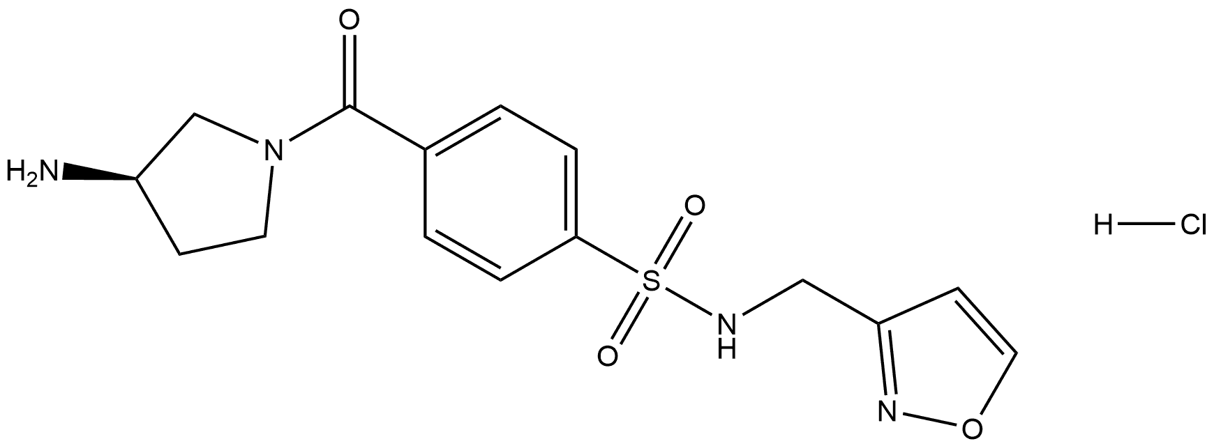 (R)-4-(3-aminopyrrolidine-1-carbonyl)-N-(isoxazol-3-ylmethyl)benzenesulfonamide hydrochloride Structure