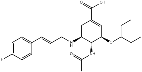 1-Cyclohexene-1-carboxylic acid, 4-(acetylamino)-3-(1-ethylpropoxy)-5-[[(2E)-3-(4-fluorophenyl)-2-propen-1-yl]amino]-, (3R,4R,5S)- Structure