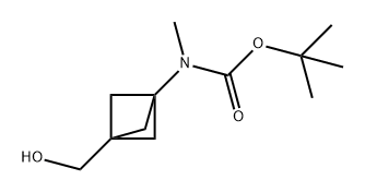 Carbamic acid, N-[3-(hydroxymethyl)bicyclo[1.1.1]pent-1-yl]-N-methyl-, 1,1-dimethylethyl ester Structure