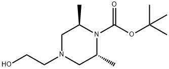 1-Piperazinecarboxylic acid, 4-(2-hydroxyethyl)-2,6-dimethyl-, 1,1-dimethylethyl ester, (2R,6R)- 구조식 이미지
