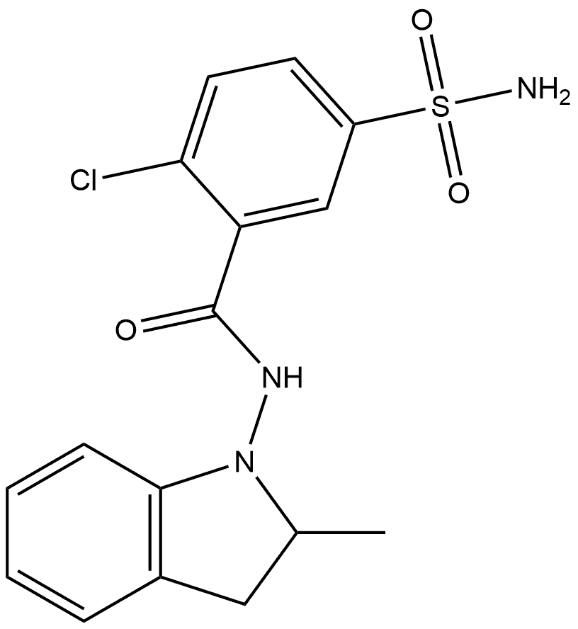 5-(Aminosulfonyl)-2-chloro-N-(2,3-dihydro-2-methyl-1H-indol-1-yl)benzamide 구조식 이미지